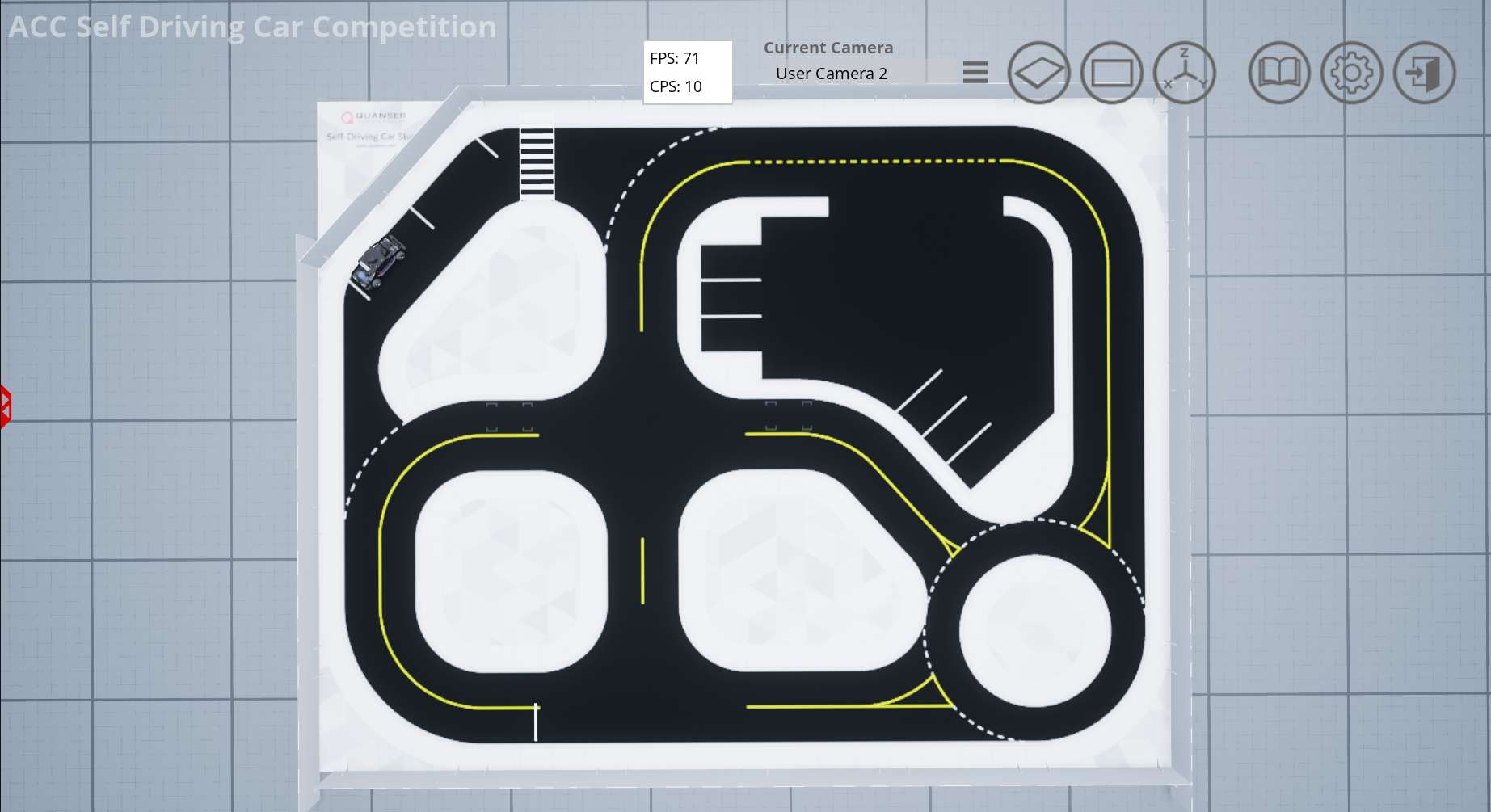 QLabs after running Setup_Competition_Map.py