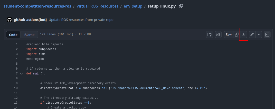 manually downloading file